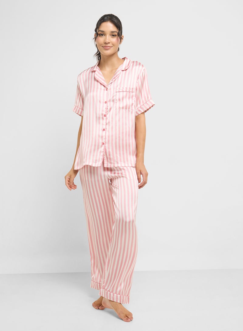 Ginger Stripe Shirt & Pyjama  Set  - Image 1