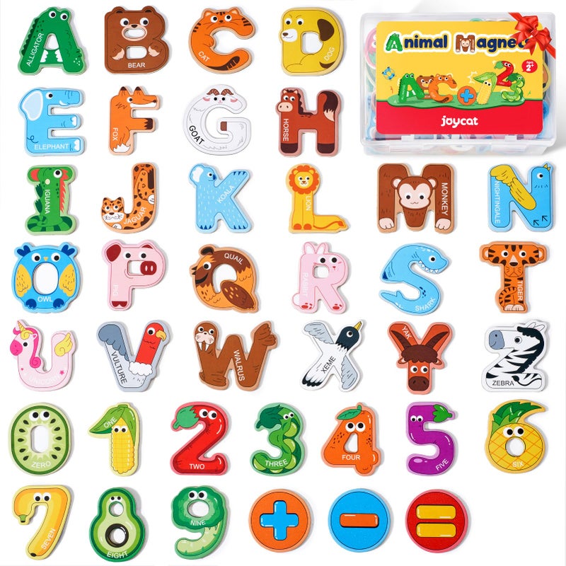 JoyCat Wooden Thick Alphabet Magnets for Toddlers Fridge Large Size Cute Animal Colorful ABC Magnetic Letters 26 Uppercase Letters 09 Numbers Toy Set for Kids Toddlers Preschool Learning Spelling - Image 3