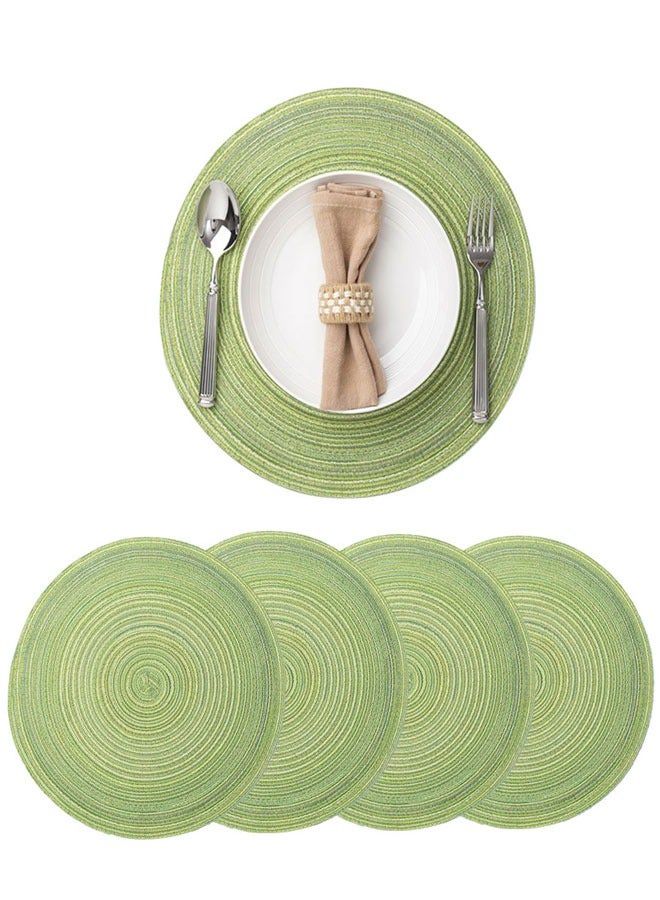 وهاواي 36cm Round Braided Placemats Set of 4 Non Slip Washable Heat Resistant Table Mats Woven Place Mats for Kitchen Dining Table Party Decoration(Green) - Image 1