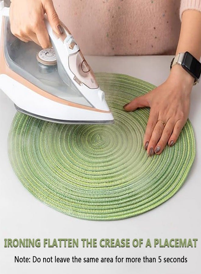 وهاواي 36cm Round Braided Placemats Set of 4 Non Slip Washable Heat Resistant Table Mats Woven Place Mats for Kitchen Dining Table Party Decoration(Green) - Image 5