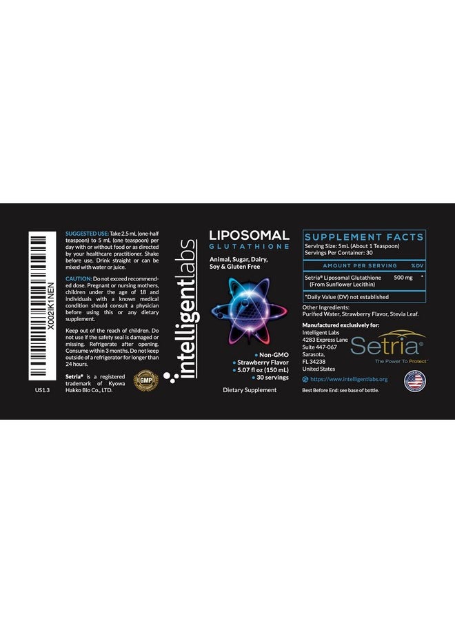 Intelligent Labs Liposomal Glutathione - Highly Advanced Antioxidant, Reduced Setria Glutathione, 500Mg Per Serving Liquid Supplement Organic, 30 Servings  - Image 2