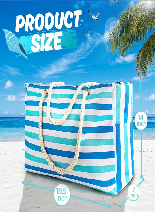 SRISE Large Beach Bag for Women & Men, Beach Bags Waterproof Sandproof, Travel Tote Bag, Swim Pool Bag for Family Outdoor, Blue Green, Casual - Image 3