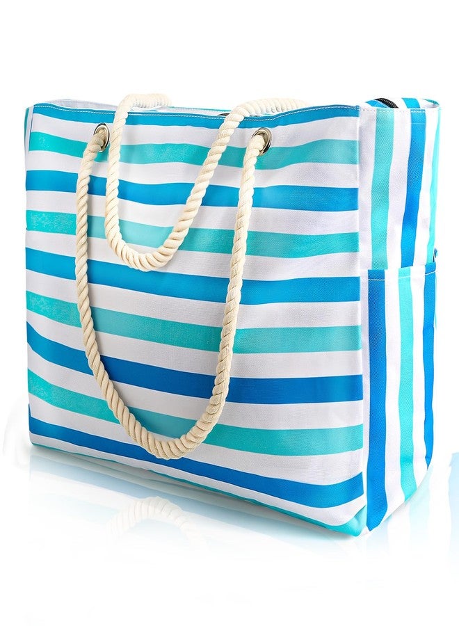 SRISE Large Beach Bag for Women & Men, Beach Bags Waterproof Sandproof, Travel Tote Bag, Swim Pool Bag for Family Outdoor, Blue Green, Casual - Image 1