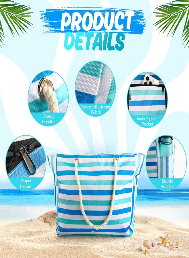 SRISE Large Beach Bag for Women & Men, Beach Bags Waterproof Sandproof, Travel Tote Bag, Swim Pool Bag for Family Outdoor, Blue Green, Casual - Image 5