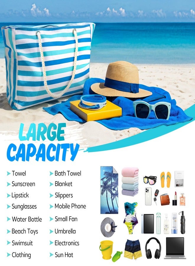 SRISE Large Beach Bag for Women & Men, Beach Bags Waterproof Sandproof, Travel Tote Bag, Swim Pool Bag for Family Outdoor, Blue Green, Casual - Image 4