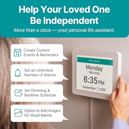 American Lifetime New 2026 Dementia Clock Large Digital Clock for Seniors, Alzeimer Clock Large Display with Custom Alarms, Clock with Day & Date for Elderly, Digital Calendar Premium White Pro - Image 5