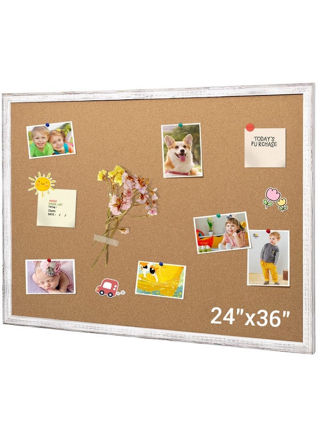 Board2by Cork Board Bulletin Board 24 x 36, White Wood Framed 2x3 Corkboard, Office Board for Wall Decorative, Large Wall Mounted Notice Pin Board with 16 Push Pins for School, Home & Office - Image 1