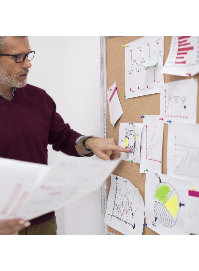 Board2by Cork Board Bulletin Board 24 x 36, White Wood Framed 2x3 Corkboard, Office Board for Wall Decorative, Large Wall Mounted Notice Pin Board with 16 Push Pins for School, Home & Office - Image 2