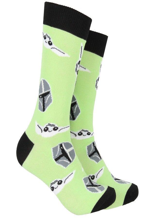 HYP Star Wars The Mandalorian Baby Yoda Grogu and Mando Adult Crew Socks 2 Pair - Image 3