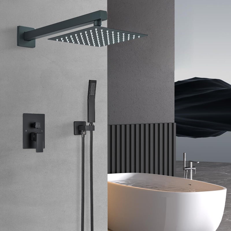 Ackwave Shower Faucet Matte Black Shower System with 8 Inches Rain Shower Head and Handheld Spray Bathroom Luxury Rain Shower Faucet Set Complete Wall Mounted - Image 3