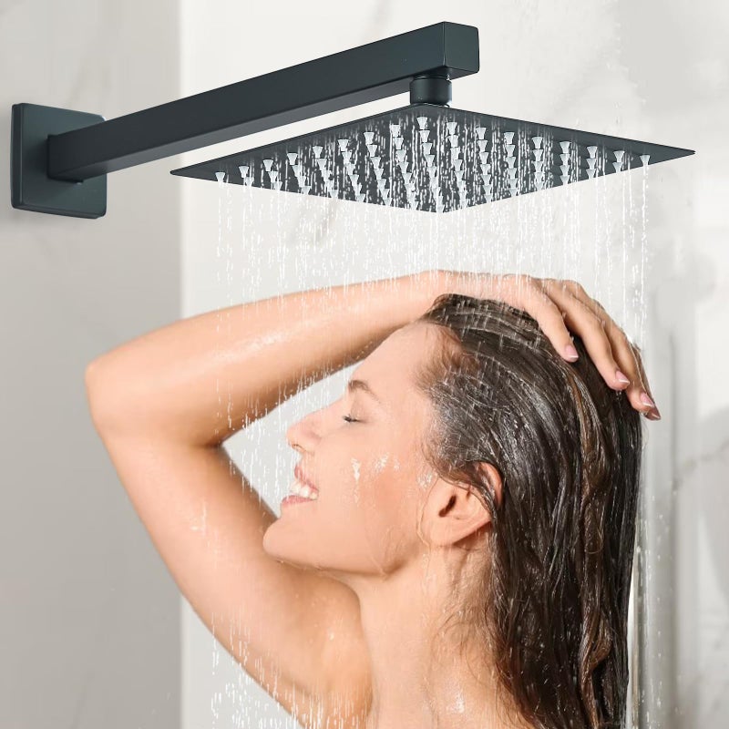 Ackwave Shower Faucet Matte Black Shower System with 8 Inches Rain Shower Head and Handheld Spray Bathroom Luxury Rain Shower Faucet Set Complete Wall Mounted - Image 2