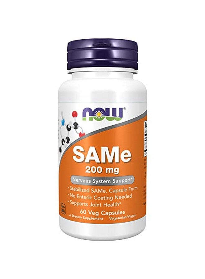 now Supplements Same (Sadenosyllmethionine)200 Mg Nervous System Support* 60 Veg Capsules - Image 1