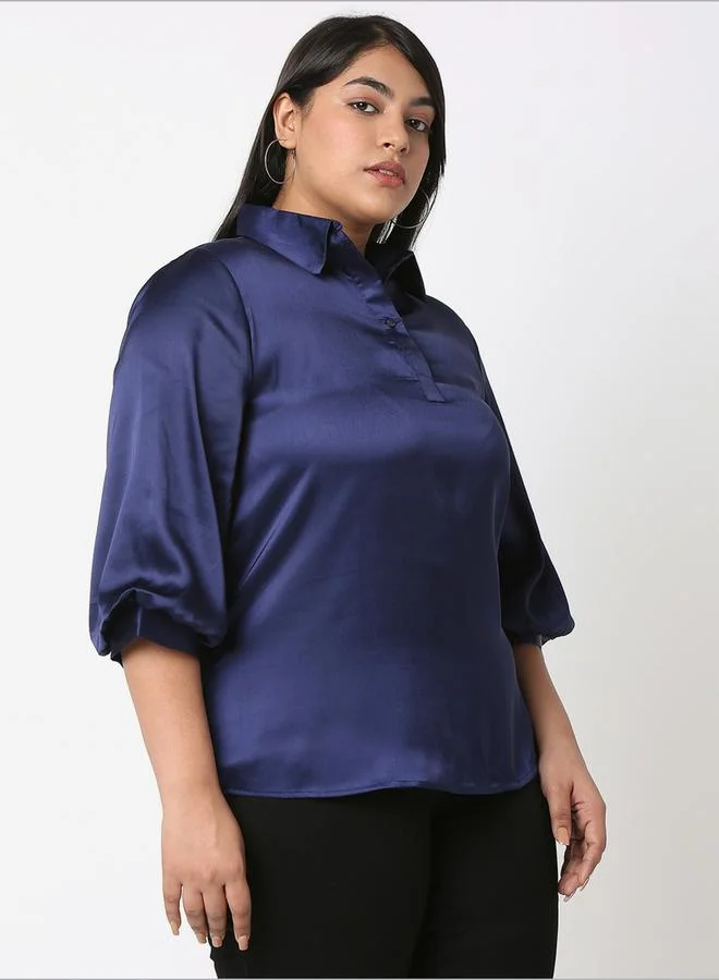 Mish Mish Satin Bishop Sleeves Collared Shirt
