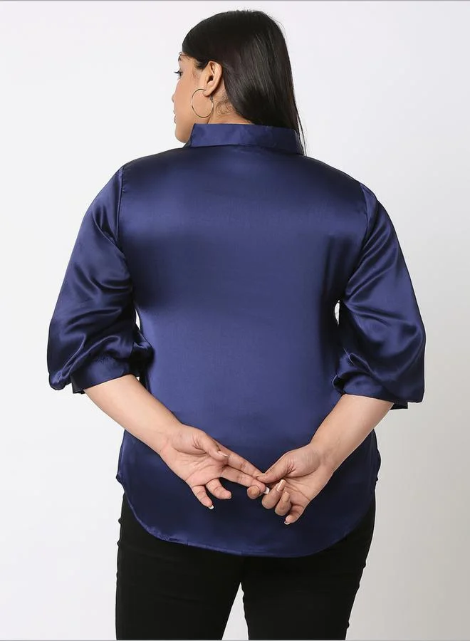 Mish Mish Satin Bishop Sleeves Collared Shirt