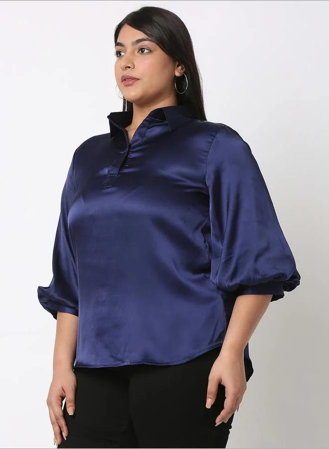 Mish Mish Satin Bishop Sleeves Collared Shirt