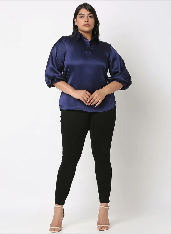 Mish Mish Satin Bishop Sleeves Collared Shirt