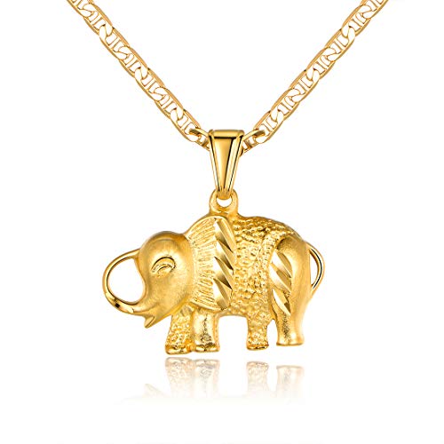 Barzel 18K Gold Plated Elephant Necklace with Flat Marina Chain – Made in Brazil (20.00) - Image 1