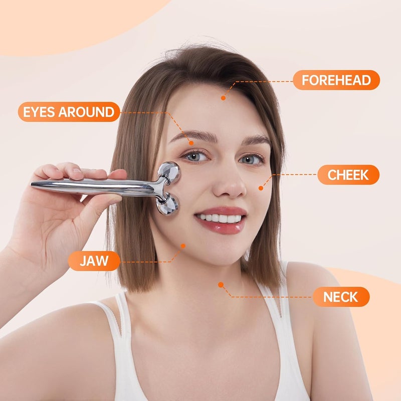 InfiniteRelax 3D Gua Sha Facial Tools Metal Face Roller Stainless Steel Gua Sha Set Cooling Massage Tools for Reduce Puffiness, Firm Skin, Anti-Aging Care - Daily Facial Sculpting Gift for Women - Image 2