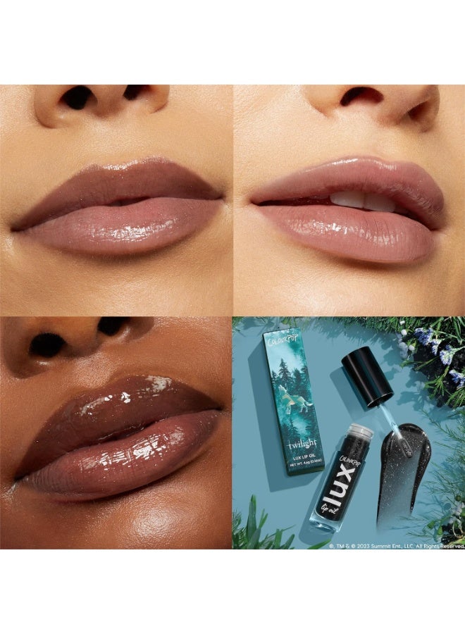 ColourPop زيت شفاه لوكس من كولور بوب × تويللايت - زيت شفاه ملون مرطب، شفاف، مُركب بمستخلص البابونج الغني بمضادات الأكسدة وزيت القطيفة - زيت شفاه أسود مغذي غير دهني - فريق جاكوب (0.16 أونصة) - Image 4