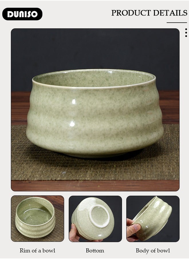 DUNISO Matcha Whisk Set, 8Pcs Japanese Matcha Tea Set, Include Matcha Bowl, Bamboo Matcha Whisk, Scoop, Bamboo Scoop, Whisk Holder, Stainless Steel Tea Sifter, Ceremony Tea Making Kit Traditional Handmade Matcha Gift Box  - Image 2