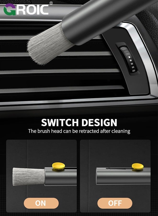 GROIC Sliver 3 in 1 Car Detailing Brush with Window Breaker and Tire Cleaning Hook, Auto Interior Brush, Aluminum Alloy Multifunctional Tool - Image 3