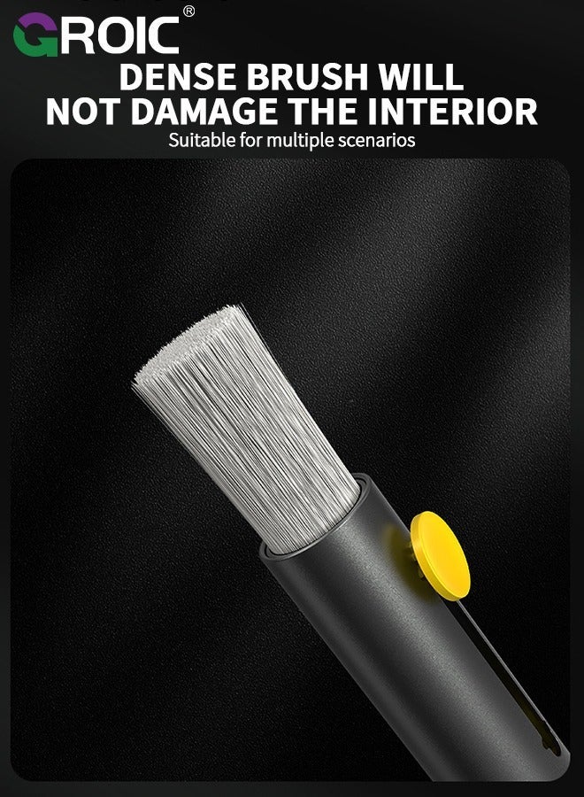 GROIC Sliver 3 in 1 Car Detailing Brush with Window Breaker and Tire Cleaning Hook, Auto Interior Brush, Aluminum Alloy Multifunctional Tool - Image 2
