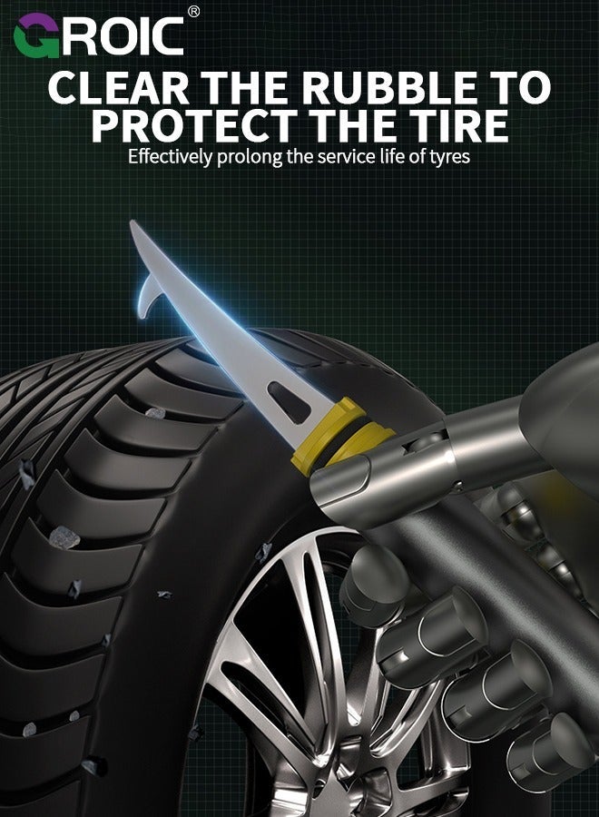 GROIC Sliver 3 in 1 Car Detailing Brush with Window Breaker and Tire Cleaning Hook, Auto Interior Brush, Aluminum Alloy Multifunctional Tool - Image 5