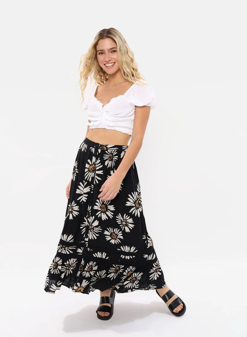 American Eagle Floral Print Midi Skirt