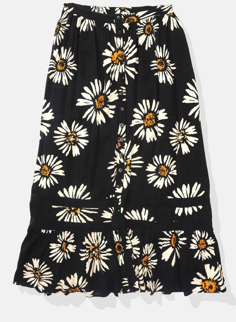 American Eagle Floral Print Midi Skirt