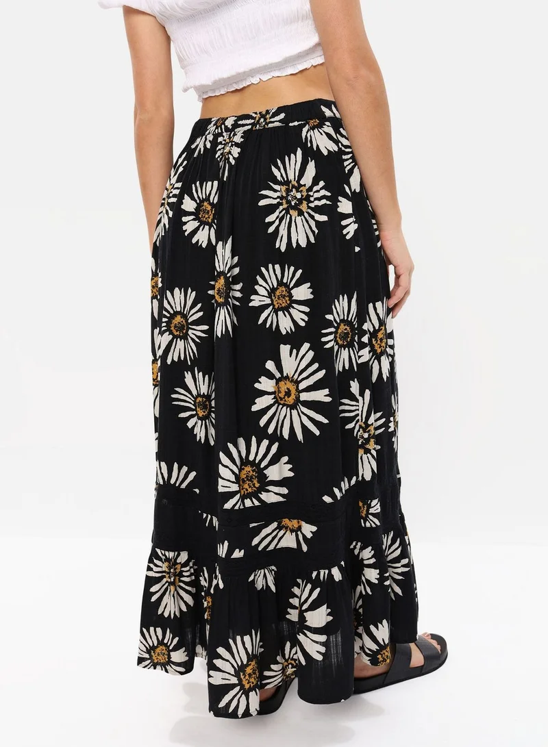 American Eagle Floral Print Midi Skirt