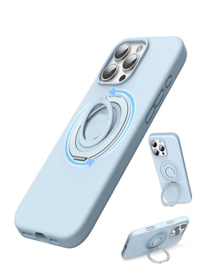 SURPHY for iPhone 16 Pro Max Case With Rotable Magnetic Ring Stand and Silicone Finger Ring Grip, Compatible with MagSafe, Slim Shockproof Phone Case for iPhone 16 Pro Max 6.9 Inch, Cloud Blue - Image 1