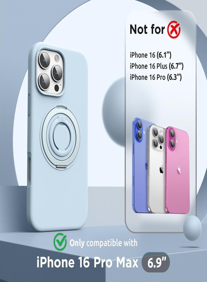 SURPHY for iPhone 16 Pro Max Case With Rotable Magnetic Ring Stand and Silicone Finger Ring Grip, Compatible with MagSafe, Slim Shockproof Phone Case for iPhone 16 Pro Max 6.9 Inch, Cloud Blue - Image 2