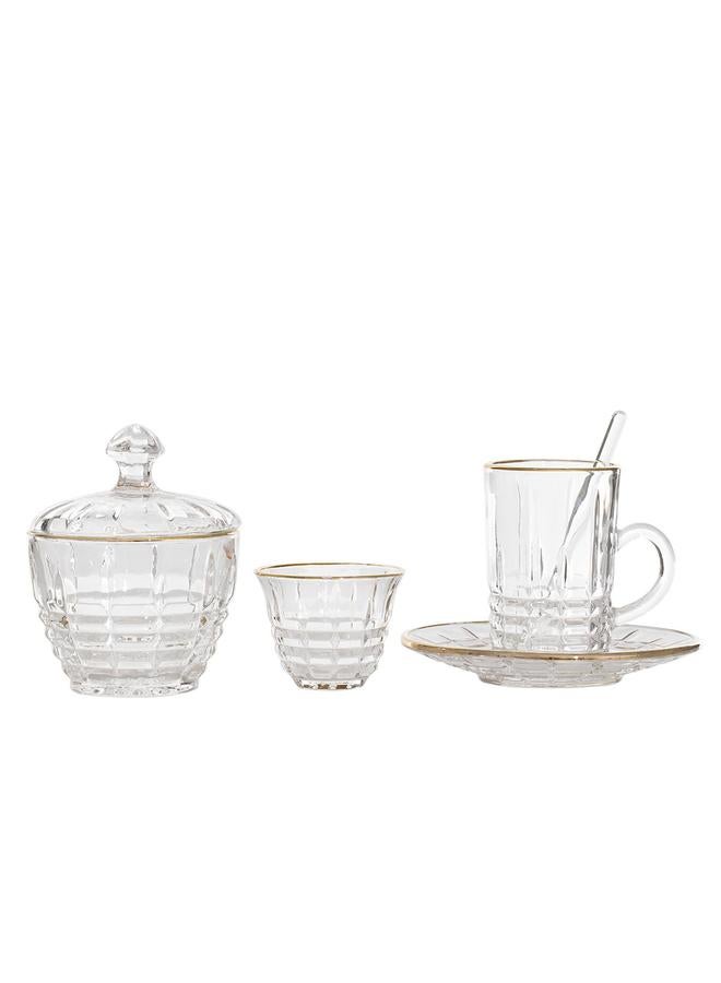Alsaif Tea And Coffee Serving Set 26 Pieces Gold Clear Edges - Image 2