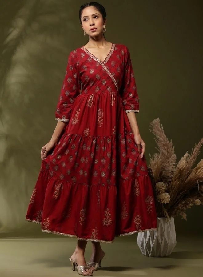 أبهشتي Printed Tiered Dress