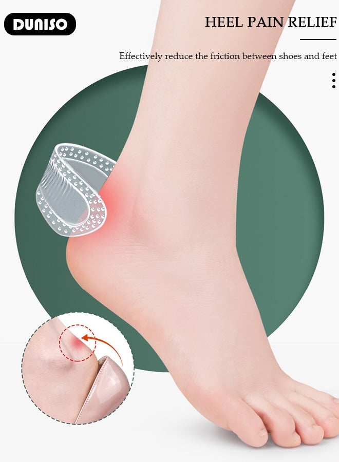 DUNISO 8 Pairs Clear Heel Pads, Heel Cushion Pads for Loose Shoes, Self-Adhesive Heel Liners, Reusable Heel Protector, Improved Shoe Fit and Comfort, Improved inner Sole Preventing Heel Slipping & Blisters - Image 2
