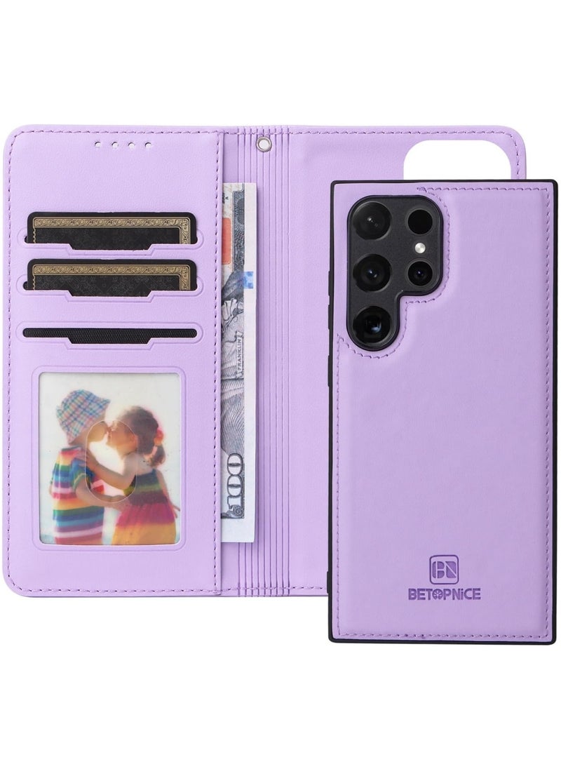 General - Wallet Case Compatible with Samsung Galaxy S24 Ultra Wallet Case Detachable Back Cover with Card Holder/Wrist Strap, PU Leather Flip Folio Case with Magnetic Stand Shockproof Shell - Image 1