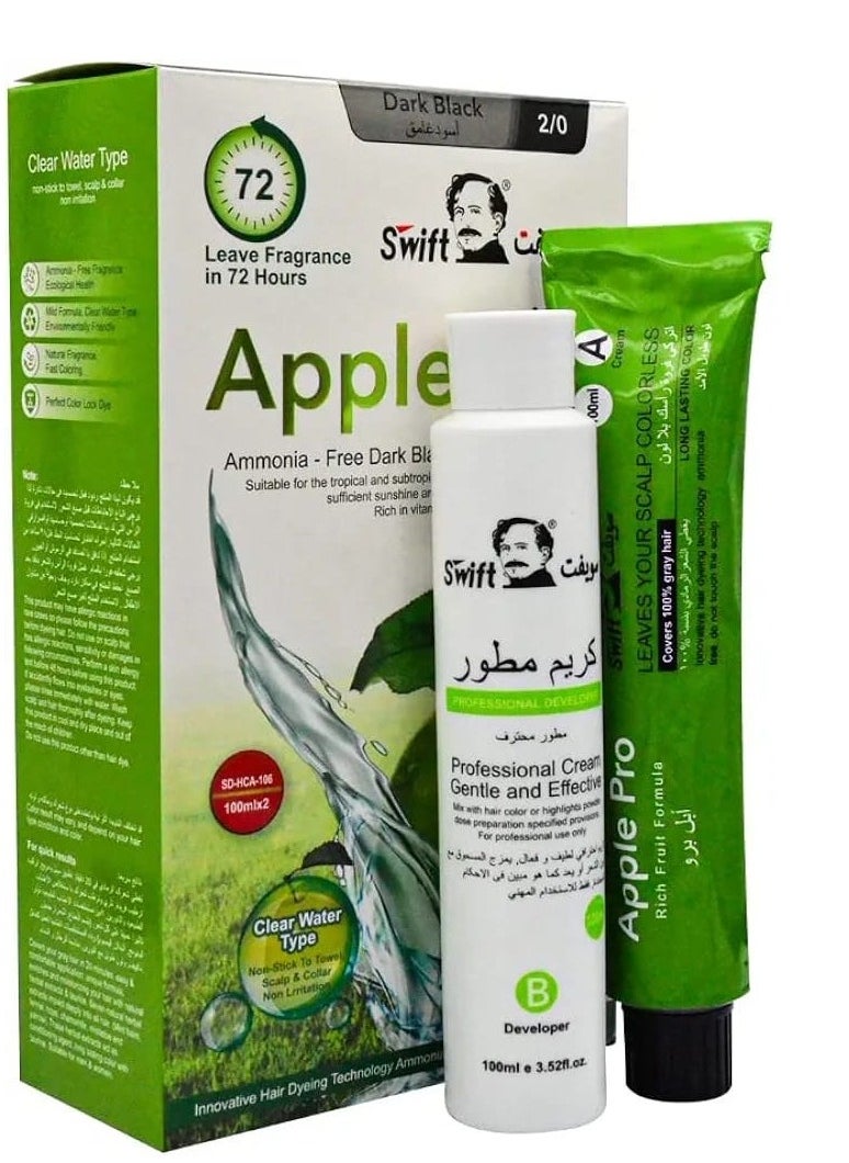 Swift Ammonia Free Dark Black Hair Color Cream 2/0  - Image 3