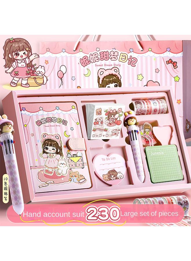 Bluejw Cute Hand Account Book Hand Account Book Children's Stationery Notebook Sticker Hand Account Suit Big Gift Bag Girl Gift Box Girl - Image 2