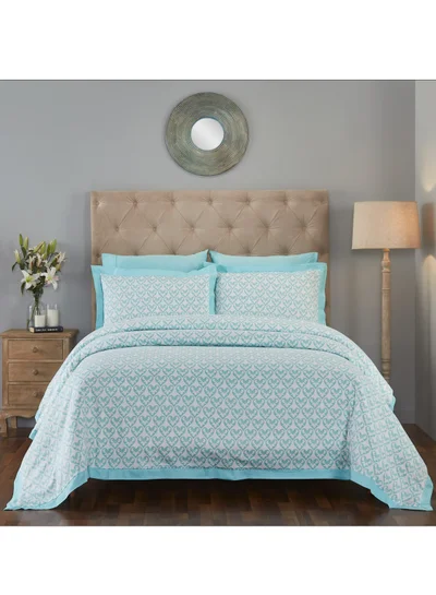 Donetella 7-Piece Cotton Comforter Set With Removable Filler - King 260 x 240 Cms -Teal
