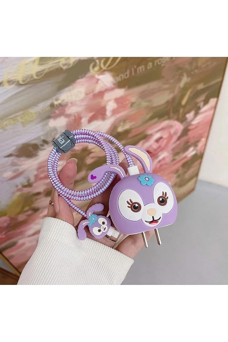 INEFABLE 25W Charger Protector for Samsung, Protective Silicone Case Cover 25W Power Adapter Charger with Wire Saver - Pack of 1 (Purple Cat) - Image 3