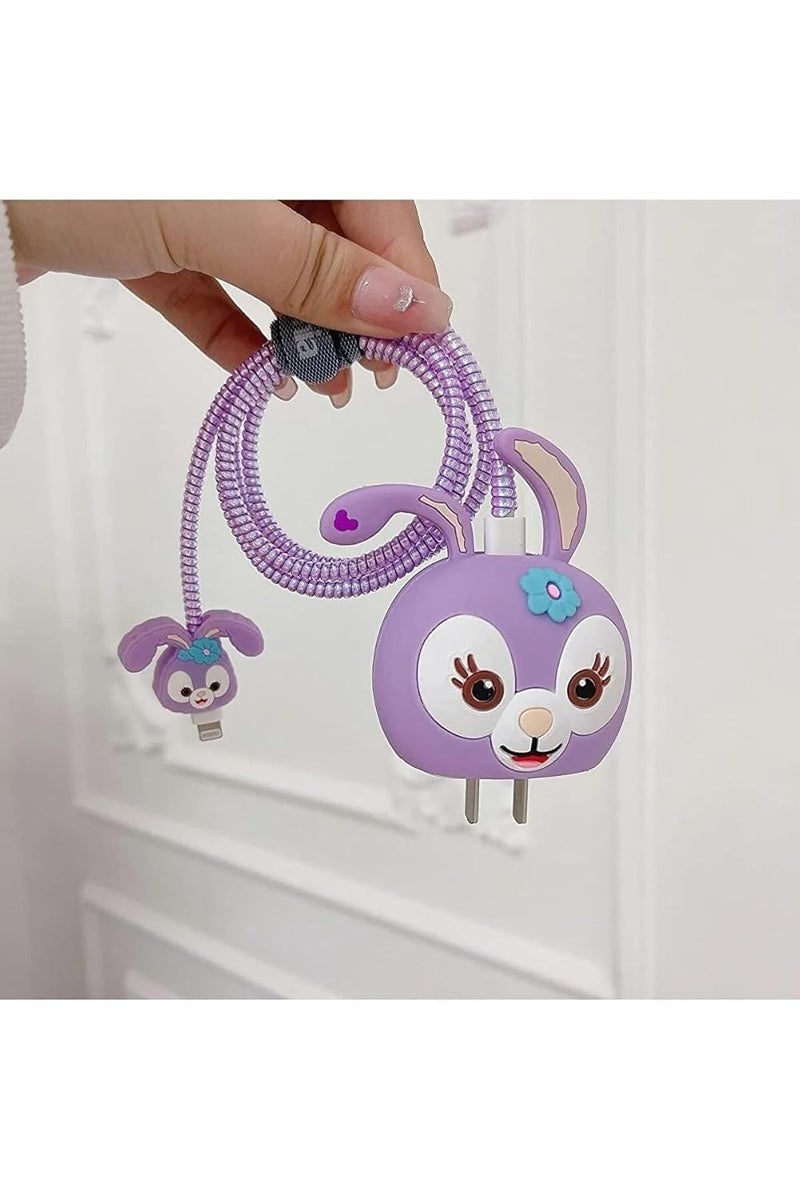 INEFABLE 25W Charger Protector for Samsung, Protective Silicone Case Cover 25W Power Adapter Charger with Wire Saver - Pack of 1 (Purple Cat) - Image 2