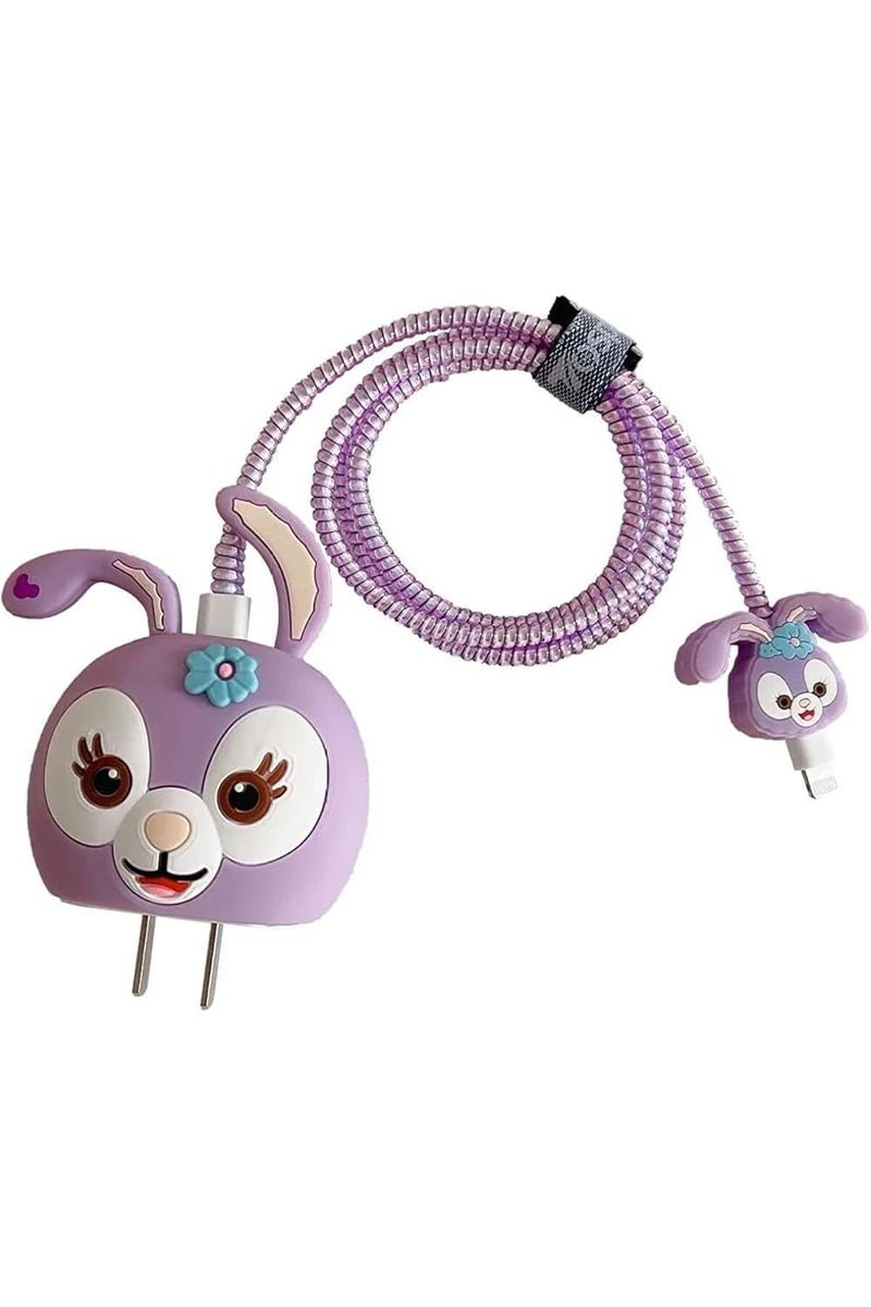 INEFABLE 25W Charger Protector for Samsung, Protective Silicone Case Cover 25W Power Adapter Charger with Wire Saver - Pack of 1 (Purple Cat) - Image 5