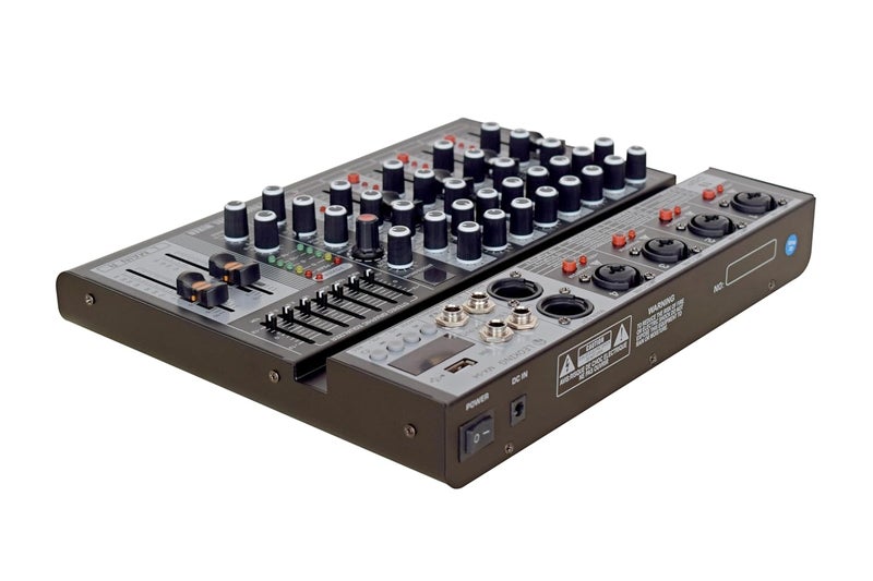 K-H 4 Channel Professional Audio DJ Mixer Built-In EQ/16DSP/Recording Mode Reverb Bluetooth/PC/USB/MP3 Playback Concert Karaoke Home Singing Live Audio Equipment 48V Phantom Power For Each,Black - Image 2