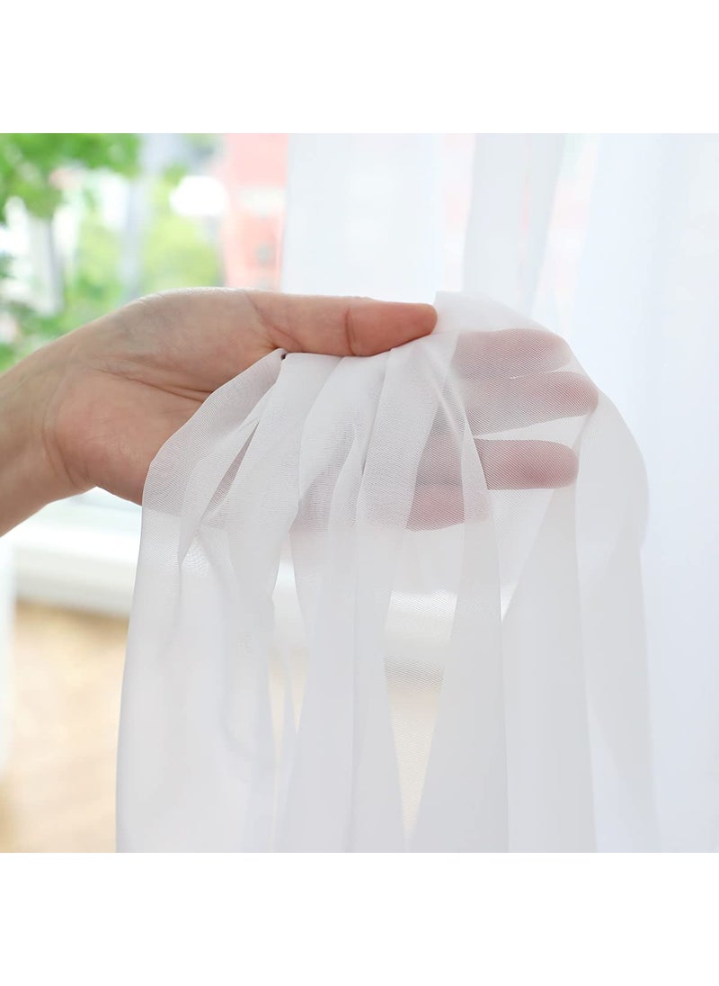 L&TEC Window White Sheer Curtains 52x84.01 Inches Long 2 Panels Sheer Curtains Clear Curtains Basic Rod Pocket Panel for Home/Living Room/Bedroom/Kids Room  - Image 4