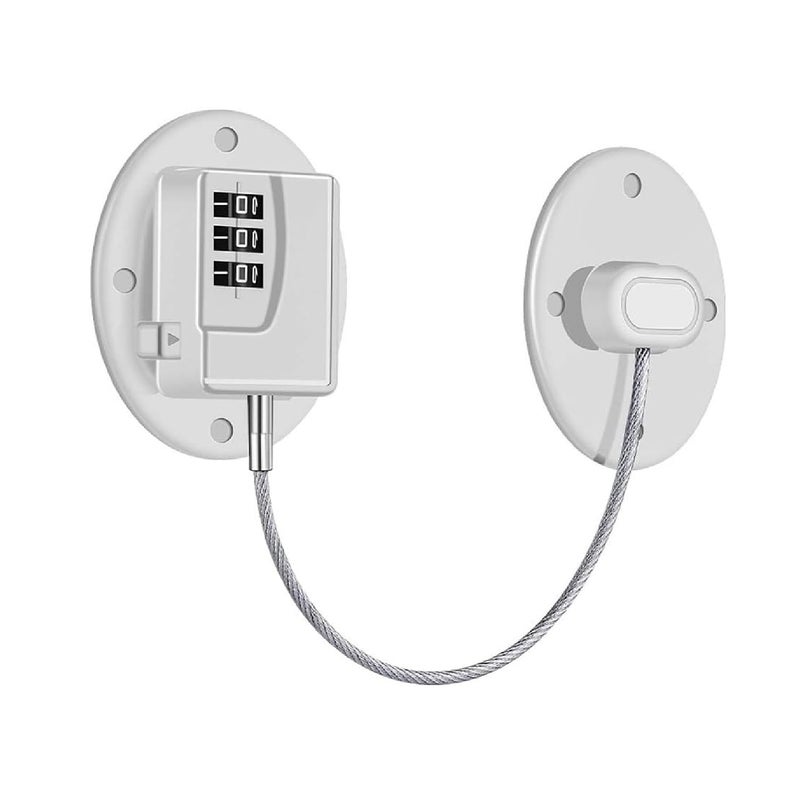 Rofio Refrigerator Lock - Heavy Duty Combination Fridge Lock, Child Proof Cabinet Locks,No Keys Needed(White- 1 Pack) - Image 1