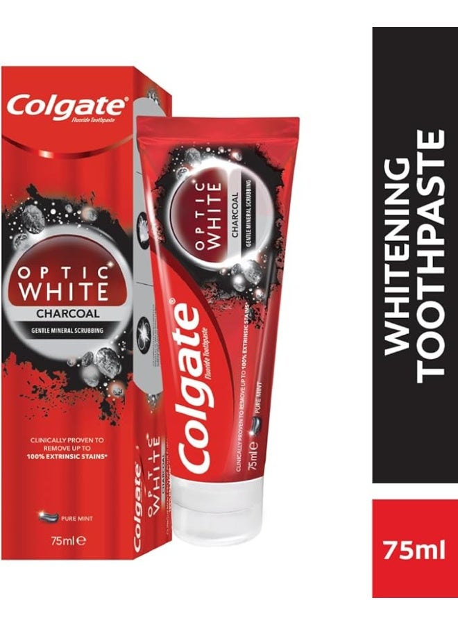 Colgate 2Pcs Optic White Charcoal Toothpaste 75ml - Image 3