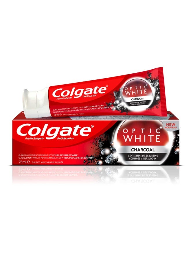 Colgate 2Pcs Optic White Charcoal Toothpaste 75ml - Image 2