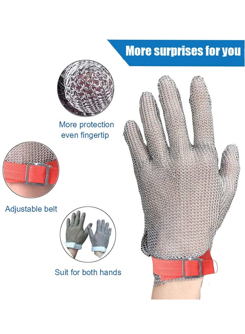 Stainless Steel Wire Metal Mesh Cut Resistant Gloves for Butchering, Slicing, Chopping, and Peeling - Ultimate Safety Work Gloves for Food Preparation.  - Image 3