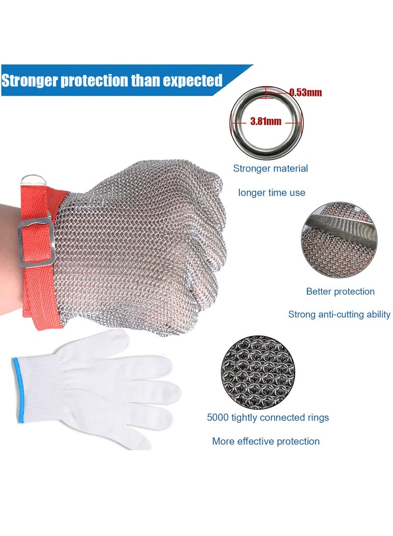 Stainless Steel Wire Metal Mesh Cut Resistant Gloves for Butchering, Slicing, Chopping, and Peeling - Ultimate Safety Work Gloves for Food Preparation.  - Image 2