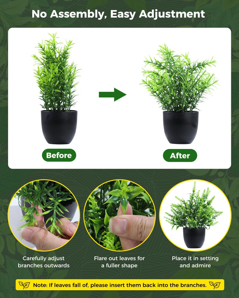 Clearain Fake Plants 6 Packs Artificial Plants Small Faux Plants Black Bathroom Accessories for Bathroom Home Kitchen Coffee Table Office Desk Decor Indoor (Black) - Image 2